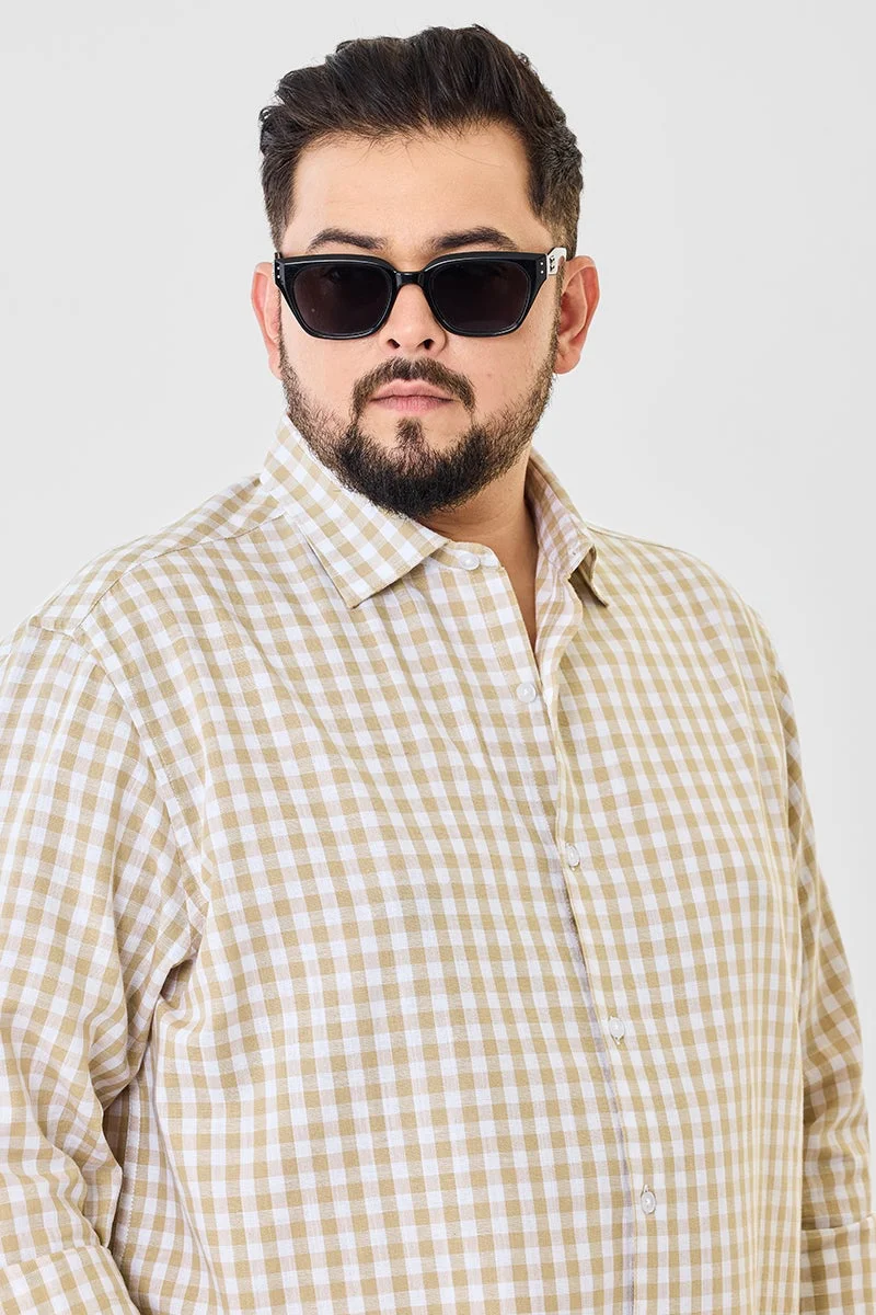 SNITCH Linen Blend Checks Plus Size Shirt