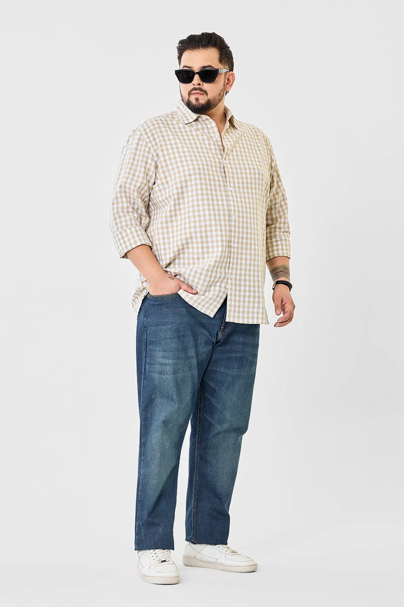 SNITCH Linen Blend Checks Plus Size Shirt