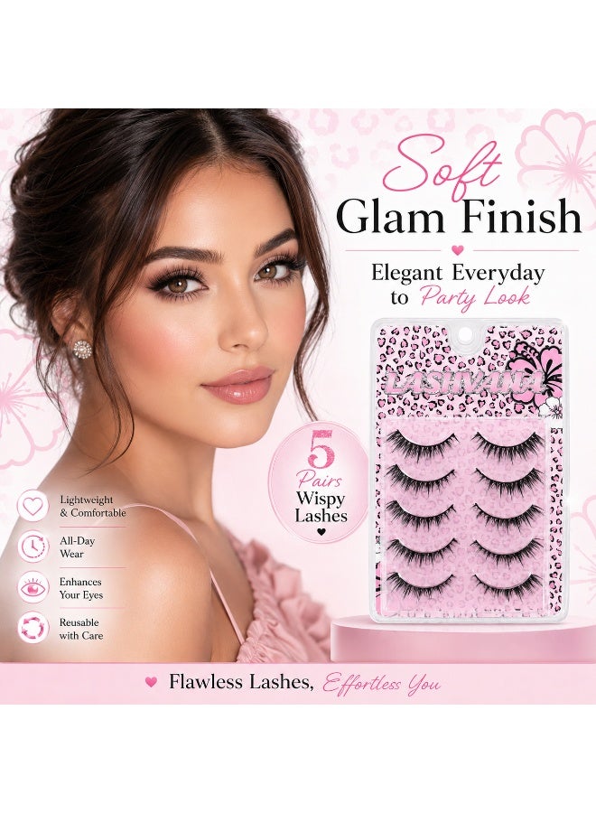 lashvana 5Pairs Eyes False Eyelashes, Lashes Fluffy False Eyelashes Natural Look False Eyelashes Pack, 5D Wispy Curly Fake Lashes,Perfect For Beginners And Professionals, Easy To Apply At Home. - Image 3