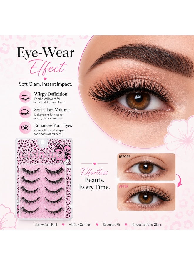 lashvana 5Pairs Eyes False Eyelashes, Lashes Fluffy False Eyelashes Natural Look False Eyelashes Pack, 5D Wispy Curly Fake Lashes,Perfect For Beginners And Professionals, Easy To Apply At Home. - Image 4