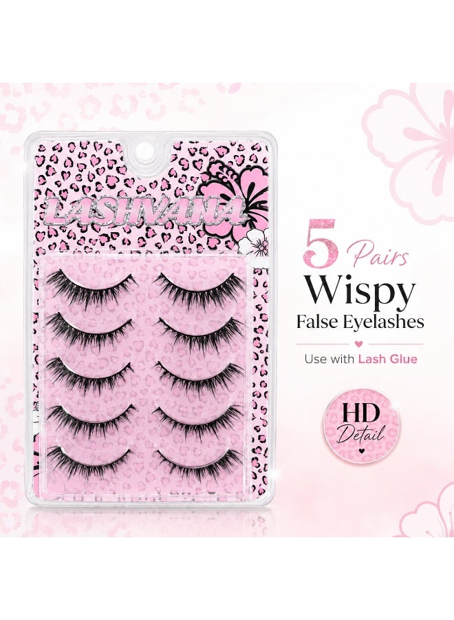 lashvana 5Pairs Eyes False Eyelashes, Lashes Fluffy False Eyelashes Natural Look False Eyelashes Pack, 5D Wispy Curly Fake Lashes,Perfect For Beginners And Professionals, Easy To Apply At Home. - Image 5