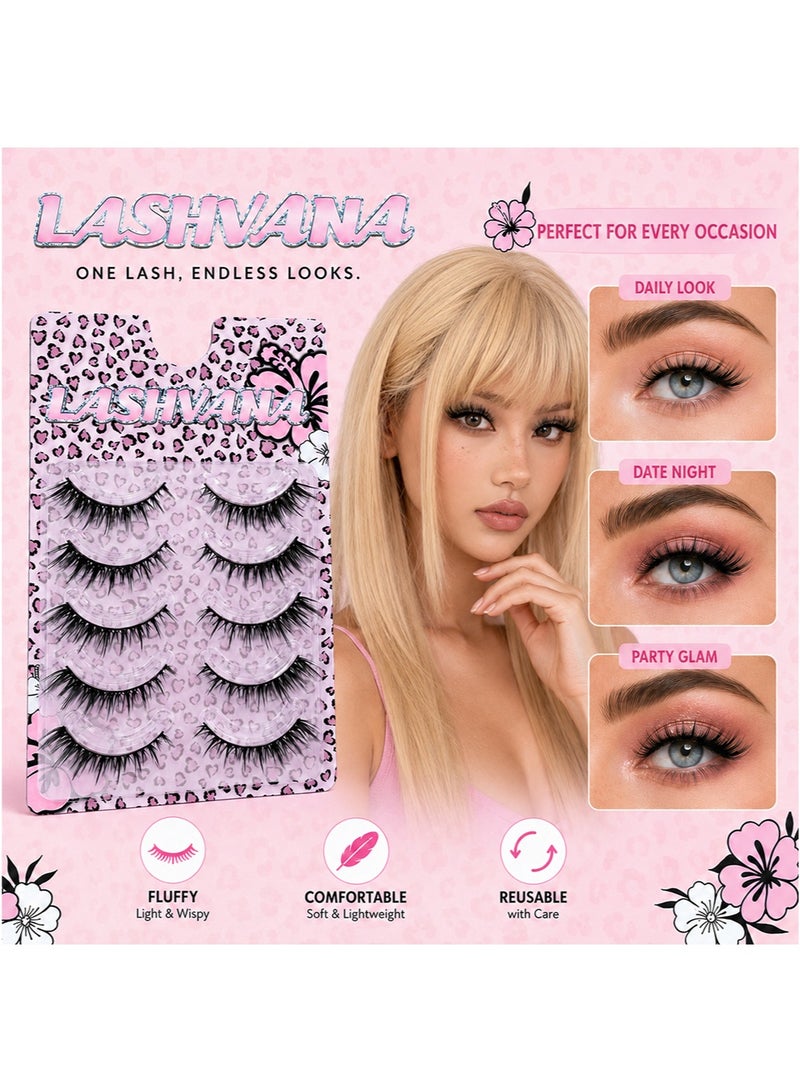 lashvana 5Pairs Eyes False Eyelashes, Lashes Fluffy False Eyelashes Natural Look False Eyelashes Pack, 5D Wispy Curly Fake Lashes,Perfect For Beginners And Professionals, Easy To Apply At Home. - Image 4