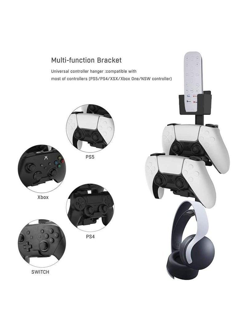 Y&D Dual Game Controller & Headphone Media Remote Stand Wall Mount Holder for PS5,/PS4/Xbox ONE/Series X/Switch,Stay Organized and Headset with Screws Set Screwdriver (Black) - Image 3