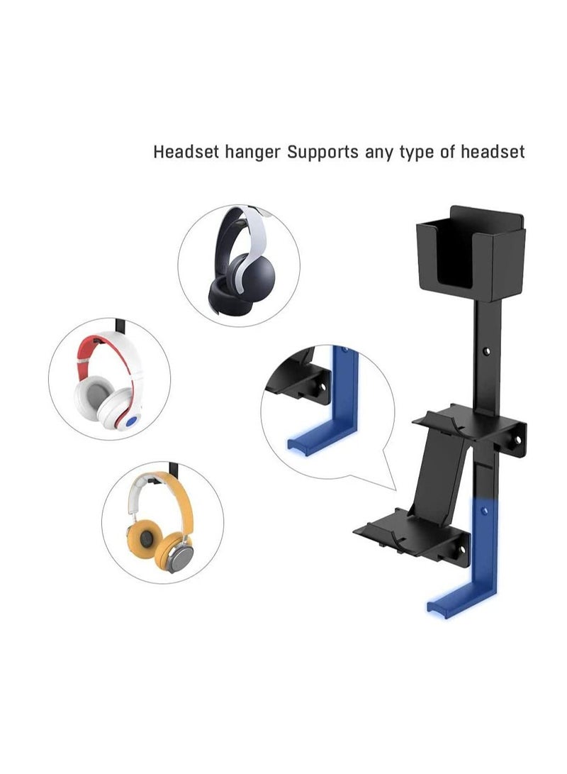 Y&D Dual Game Controller & Headphone Media Remote Stand Wall Mount Holder for PS5,/PS4/Xbox ONE/Series X/Switch,Stay Organized and Headset with Screws Set Screwdriver (Black) - Image 4