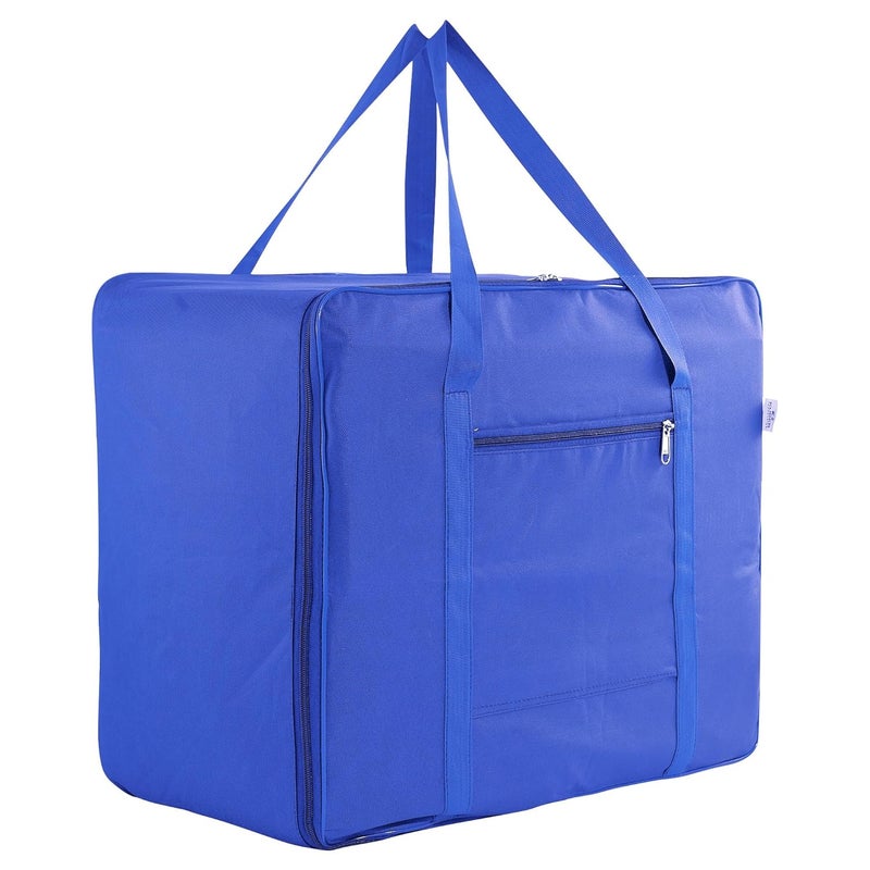 Kuber Industries Storage Bag Clothes Storage Bag Rexine Underbed Storage Bag Wardrobe Organizer for BlanketComforters Foldable Attachi Bag with Handle Large Royal Blue - Image 1