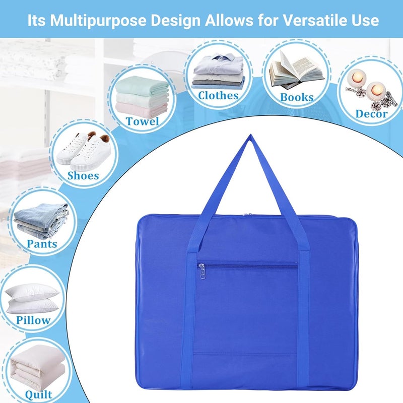 Kuber Industries Storage Bag Clothes Storage Bag Rexine Underbed Storage Bag Wardrobe Organizer for BlanketComforters Foldable Attachi Bag with Handle Large Royal Blue - Image 4