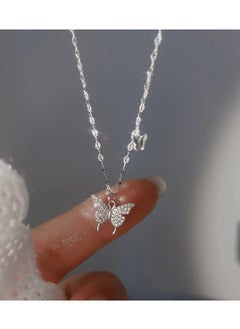 Silver Butterfly Necklace -45cm Sterling Silver Butterfly Chain - Elegant Silver Pendant Necklace, Suitable for Women and Youth - Skincare Necklace, Suitable for Party and Daily Wear