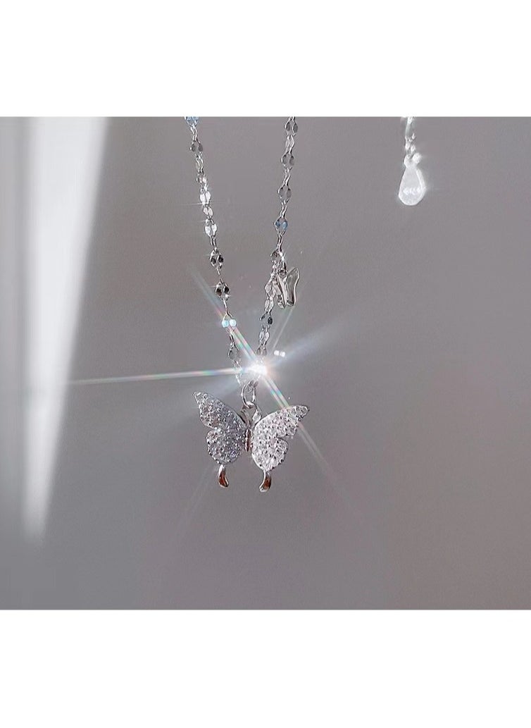 Generic - Silver Butterfly Necklace -45cm Sterling Silver Butterfly Chain - Elegant Silver Pendant Necklace, Suitable for Women and Youth - Skincare Necklace, Suitable for Party and Daily Wear - Image 1