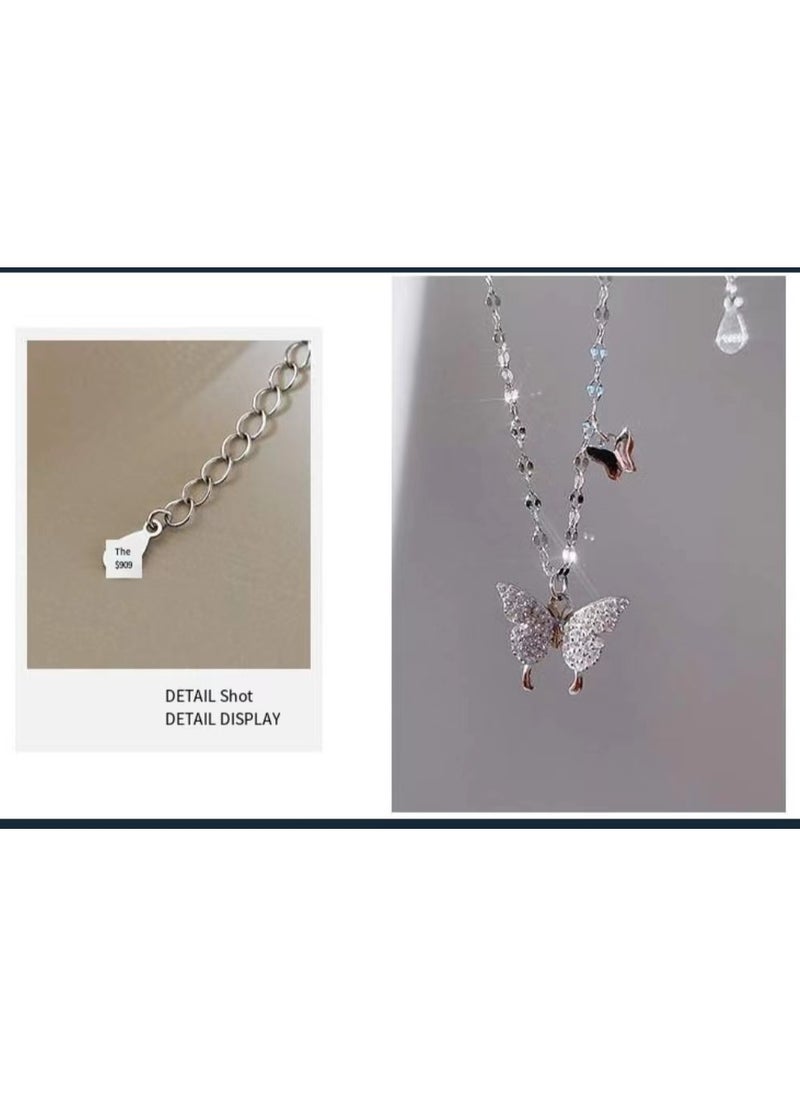 Generic - Silver Butterfly Necklace -45cm Sterling Silver Butterfly Chain - Elegant Silver Pendant Necklace, Suitable for Women and Youth - Skincare Necklace, Suitable for Party and Daily Wear - Image 1