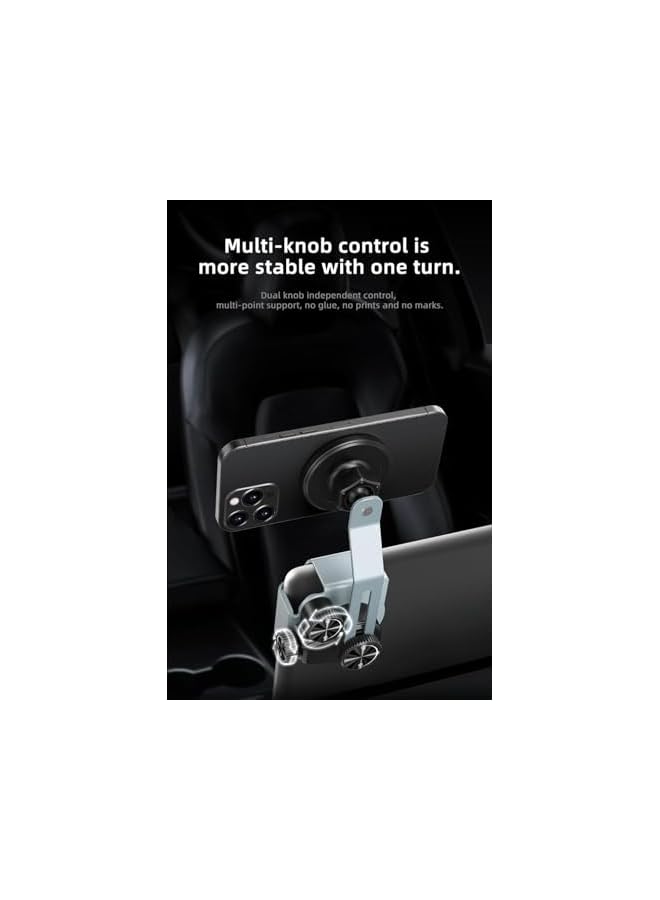 S-TOP Car Phone Holder Aluminum MagSafe Car Mount 3-Knob Control Car Phone Holder 360° Rotation Fit for Tesla Model 3/Y/S Compatible with iPhone 16/15/14/13/12 - Image 2