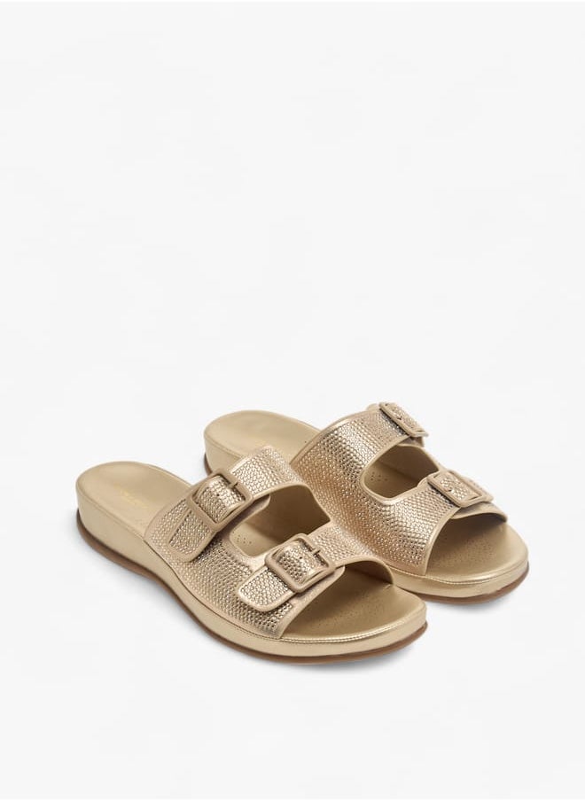 Flora Bella By Shoexpress Womens Embellised Slip-On Sandals With Buckle Accent  - Image 2