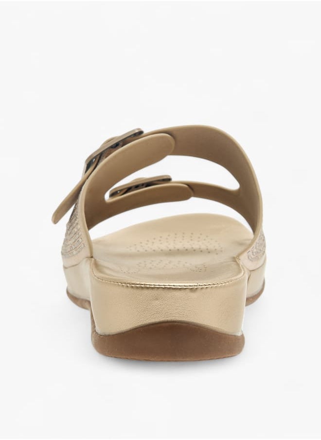 Flora Bella By Shoexpress Womens Embellised Slip-On Sandals With Buckle Accent  - Image 5