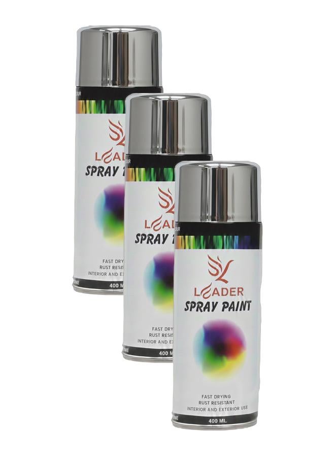 Leader Spray Paint 400ml (Chrome Silver)– High-Quality Multipurpose Paint Bundle - Image 1