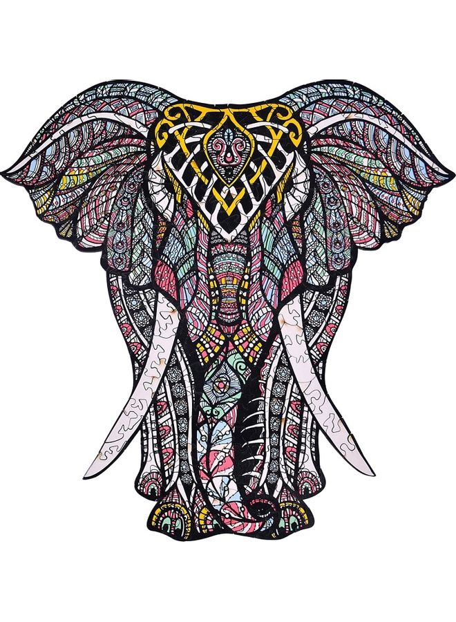 124-Piece Elephant Wooden Jigsaw Puzzles 29x21x0.5cm - Image 1