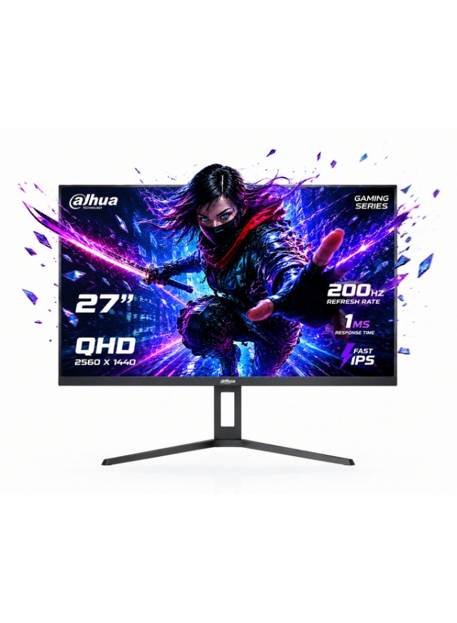 Dahua 27 inch QHD (2K), 200Hz, 1ms (2560×1440) Flat IPS Gaming Monitor with Adaptive Sync – HDMI 2.1 – Console Compatible | DHI-LM27-E340A | Black - Image 1
