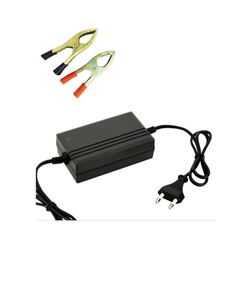 ARUSPRAY شاحن بطارية دراجة، سيارة، UPS ARUSPRAY 12 فولت محول 14 فولت 1.7 أمبير DC SMPS شاحن بطارية 12 فولت 7-أه مع مشبك بطارية للسيارة، الدراجة، إلخ. (عبوة من 1) (لون عشوائي) - Image 1