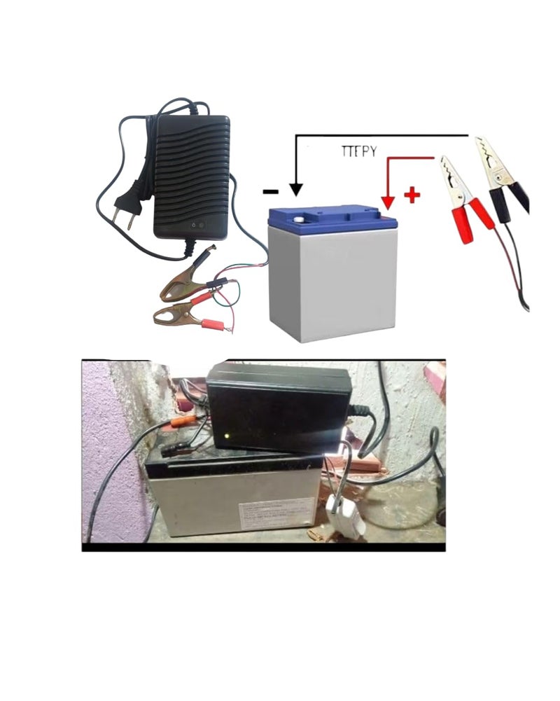 ARUSPRAY شاحن بطارية دراجة، سيارة، UPS ARUSPRAY 12 فولت محول 14 فولت 1.7 أمبير DC SMPS شاحن بطارية 12 فولت 7-أه مع مشبك بطارية للسيارة، الدراجة، إلخ. (عبوة من 1) (لون عشوائي) - Image 4