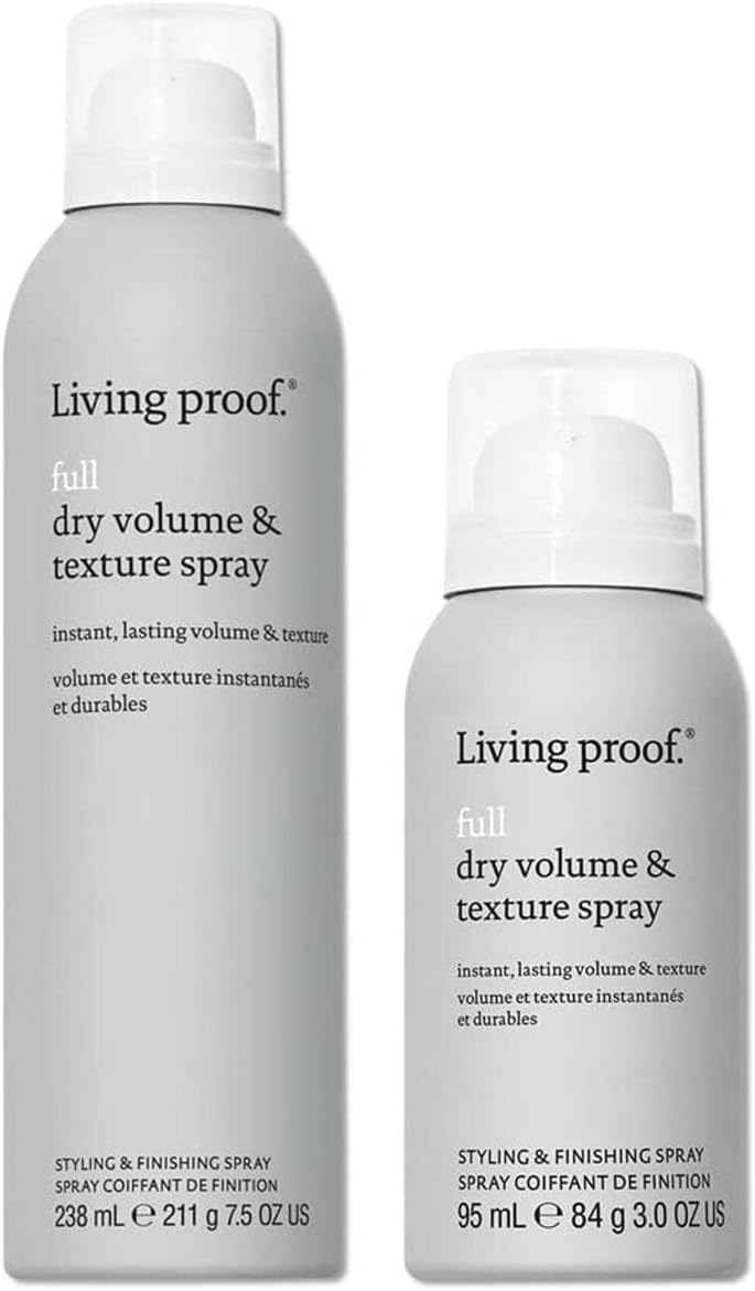 Living Proof Full Dry Volume Texture Spray Standard Travel Size Duo Bundle Thick Hair Weightless Volume Sulfate Paraben and Silicone Free Haircare
