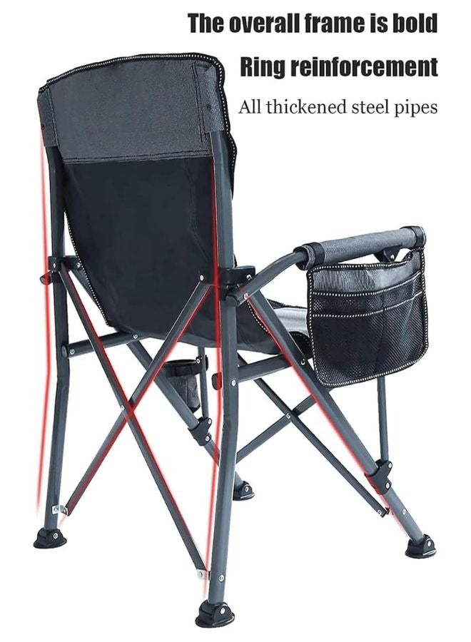 SMARTX Outdoor Portable Camping Chair Lightweight Folding Camping Chair Heavy Duty Support 145KG High Back Padded Lawn Chair with Arm Rest Cup Holder and Portable Carrying Bag Oxford Fabric Iron Frame Fishing Chair - Image 4
