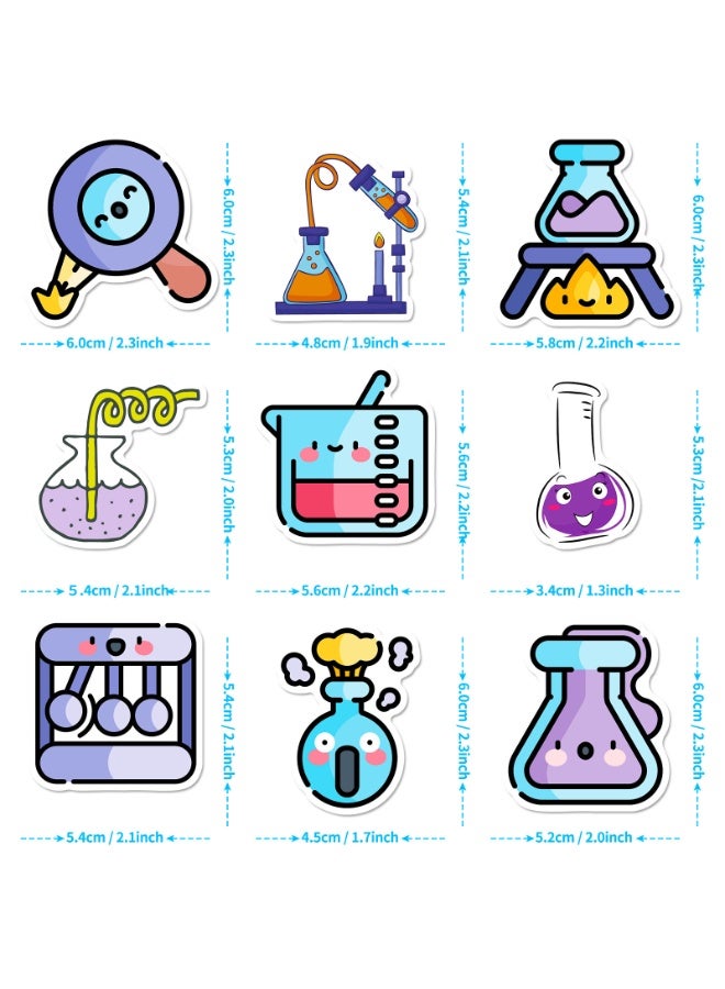 NIBEMINENT 50 Pcs Cartoon Experimental Science Education Deco Kit Waterproof Stickers, High Definition Printing Bright Colors, Suitable for Laptop Skateboard Luggage Water Bottle Guitar DIY - Image 3