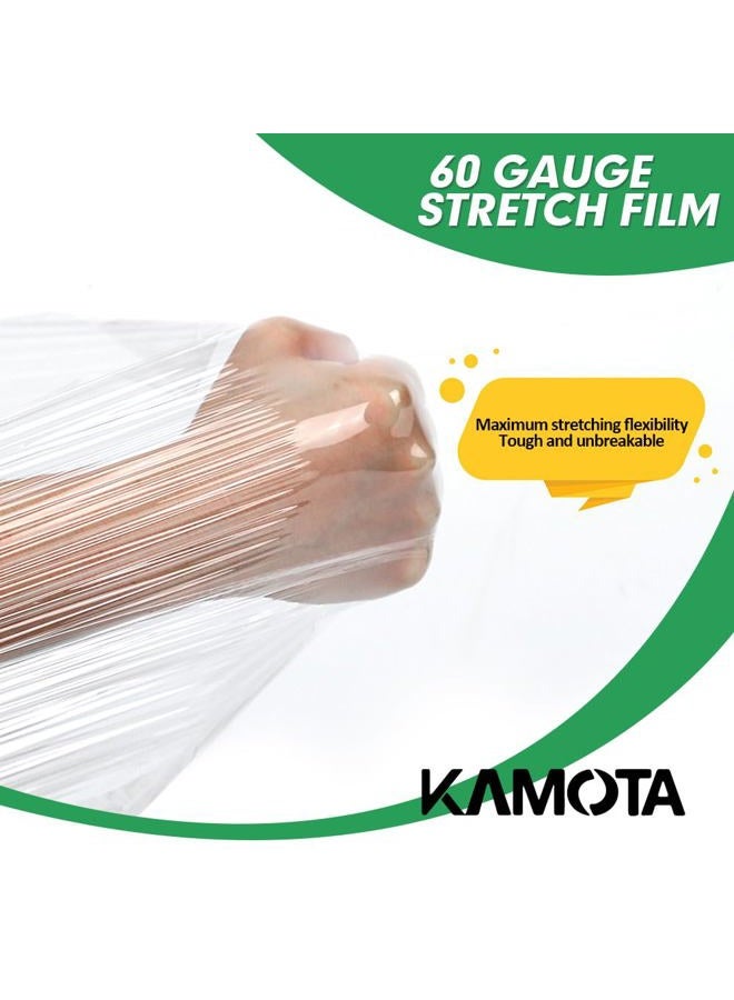 KAMOTA فيلم تمديد، غلاف تمديد مع مقابض قوة صناعية، لفة بلاستيكية للتغليف أثناء النقل، غلاف انكماش لتغليف المنصات، 15" × 1000 قدم، عبوة 2، 60 قياس - Image 3