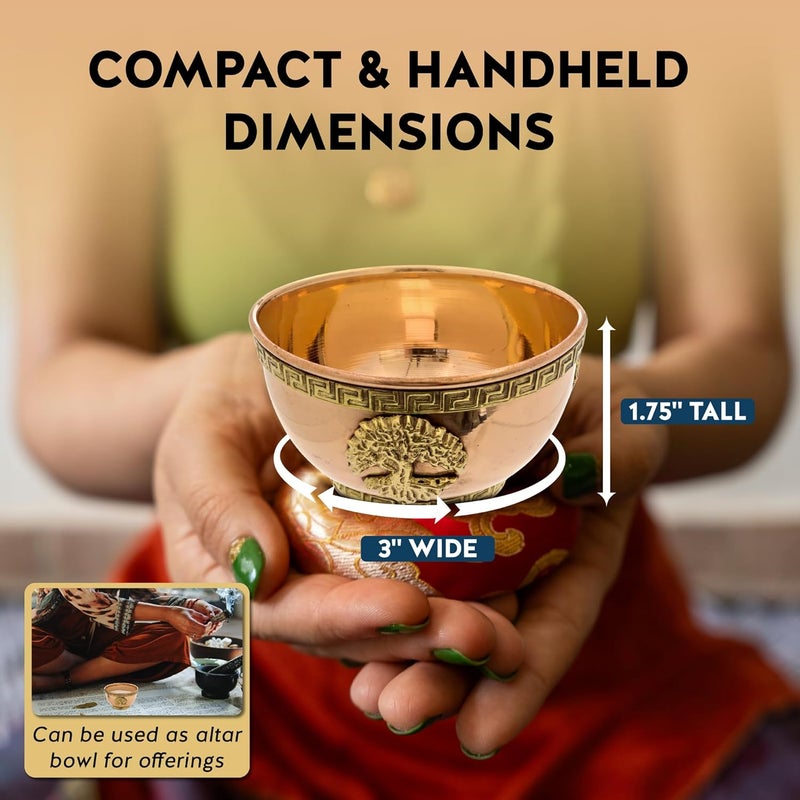 Alternative Imagination Tree of Life Copper Bowl - Offering Bowl for Altar or Ritual Use, Incense Holder and Smudge Kit, Home Decor - Holds Incense, Offerings, Healing Crystals, Water - Smudge Pot for Altar Supplies - Image 4