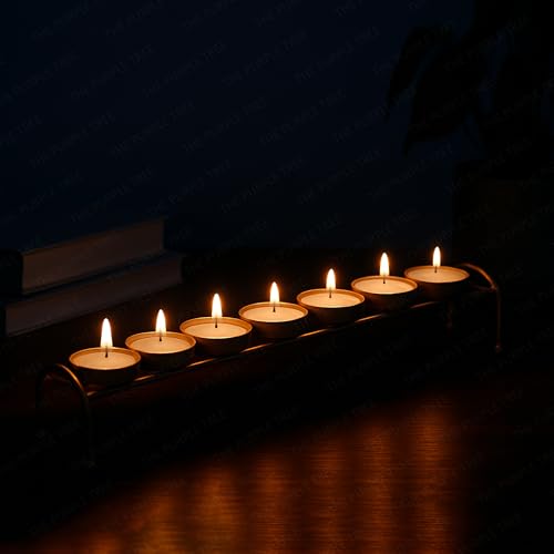 The Purple Tree Golden Long Line Tealight Candle Holder with 7 Candle Spaces (Pack of 1) Gold Tealight Candle Holder, Diwali tealight Holder, Christmas tealights, Diwali Decor - Image 2