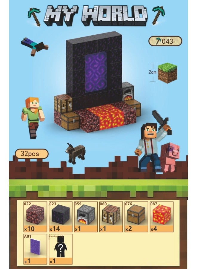 My Magnetic Cube Game World Magnet Peripheral Mini Boy Gift Puzzle Assembled Building Block Toy-Color:T043-gundator-32 Pieces Free 1 Doll  - Image 1