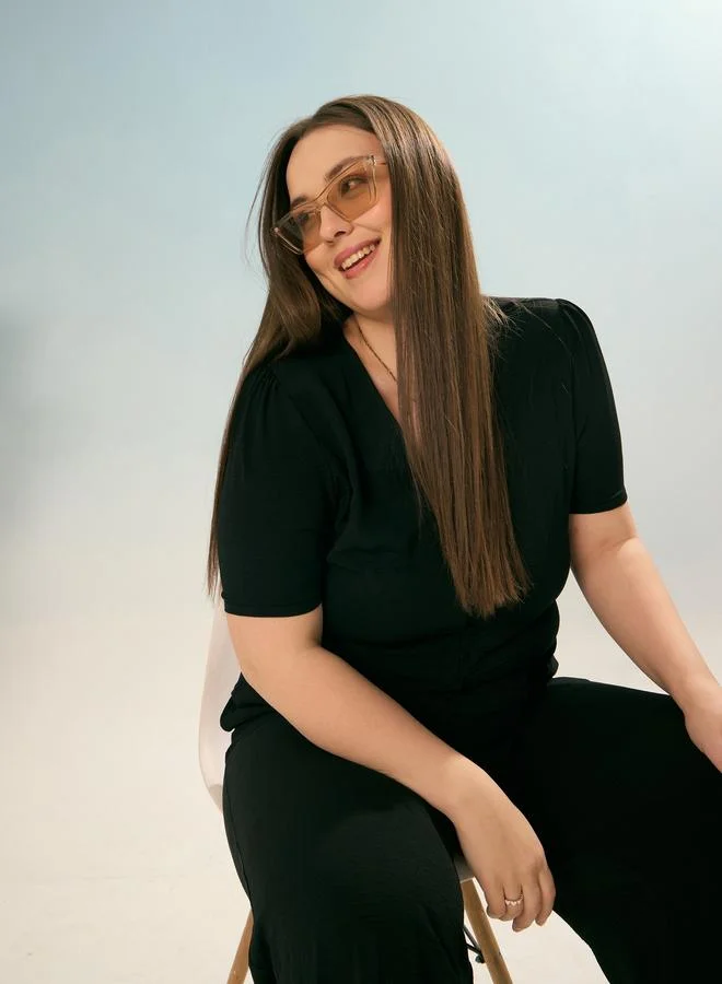 SASSAFRAS Plus Black Solid Top and Trousers Co-Ords
