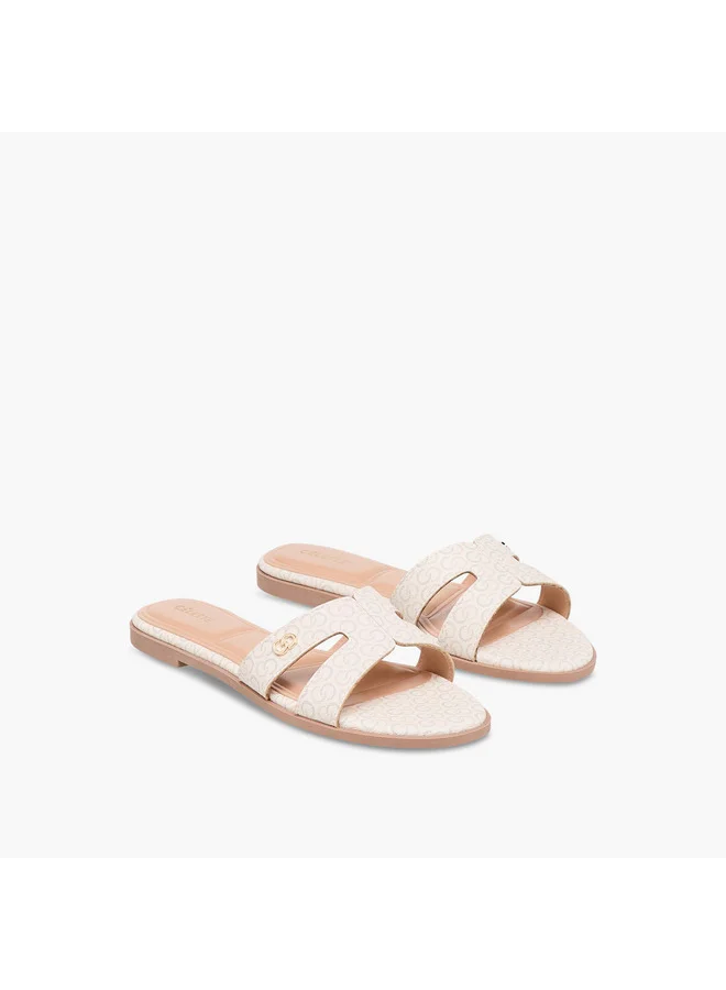 Celeste Women's Monogram Emobossed Slip-On Flat Sandals