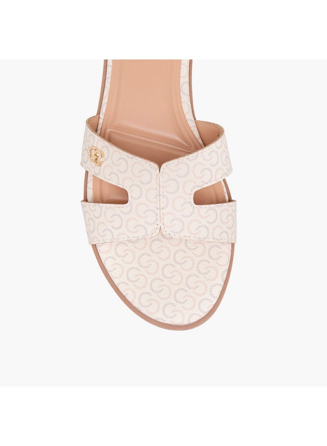 Celeste Women's Monogram Emobossed Slip-On Flat Sandals  - Image 4