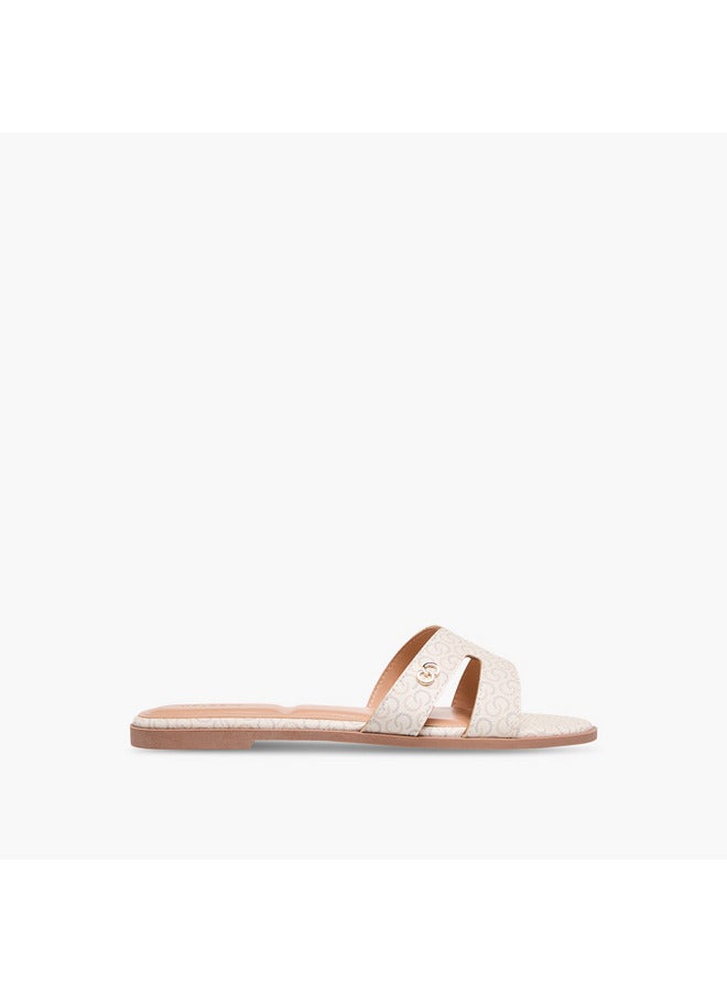 Celeste Women's Monogram Emobossed Slip-On Flat Sandals  - Image 3