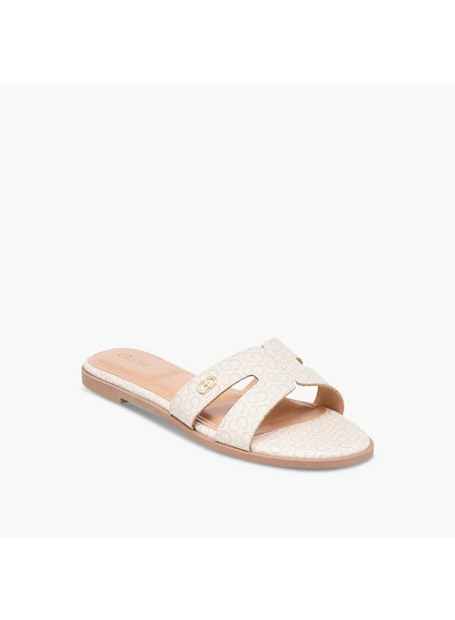 Celeste Women's Monogram Emobossed Slip-On Flat Sandals