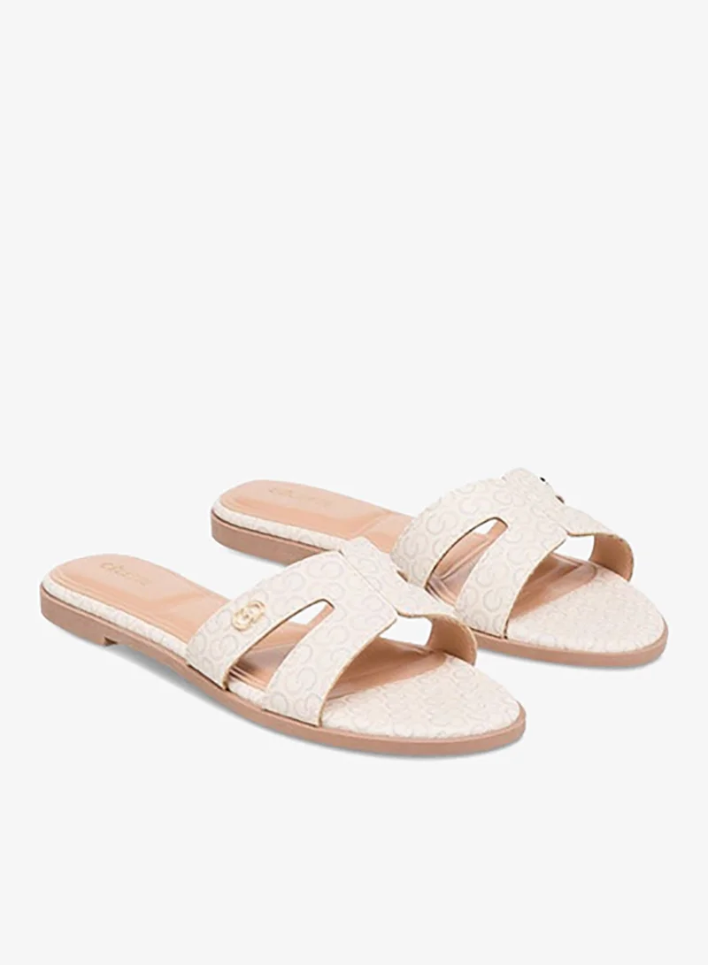 Celeste Women's Monogram Emobossed Slip-On Flat Sandals