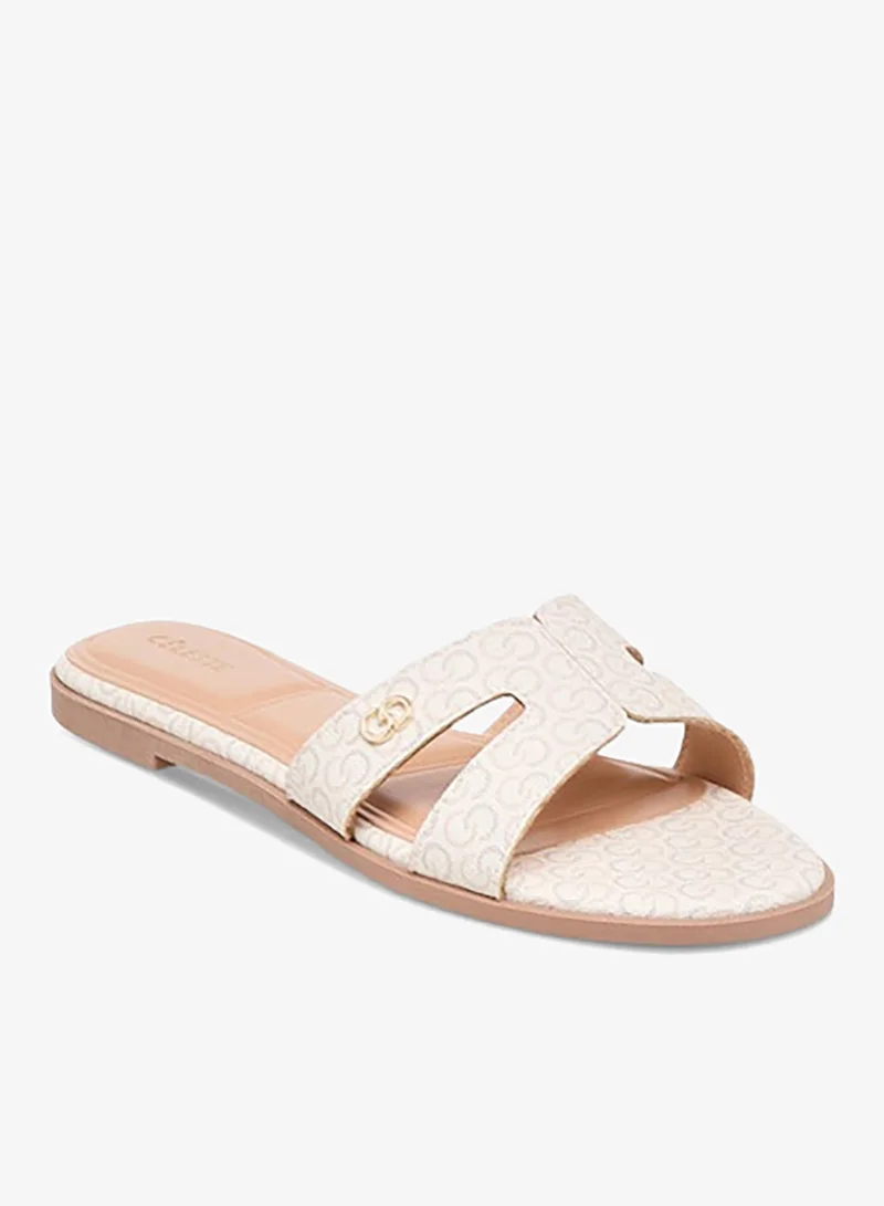 Celeste Women's Monogram Emobossed Slip-On Flat Sandals