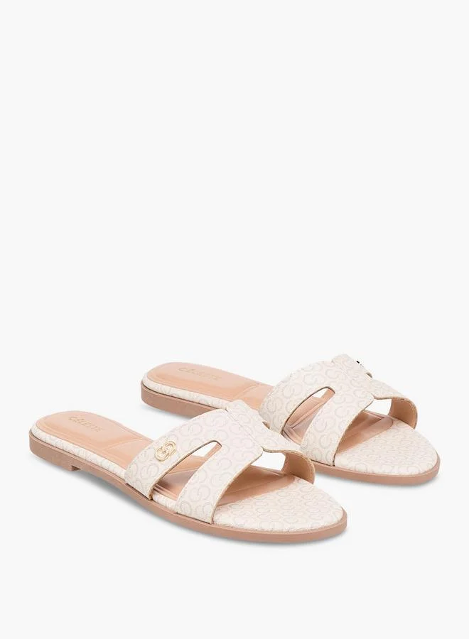 Celeste Women'S Monogram Print Slip-On Flat Sandals