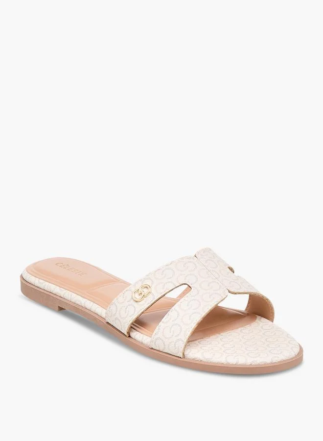 Celeste Women'S Monogram Print Slip-On Flat Sandals