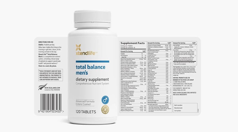 xtendlife فيتامينات متعددة للرجال من Xtendlife Total Balance 70 مغذيات لصحة المناعة والقلب والهضم والخلايا 30 يومًا - Image 3