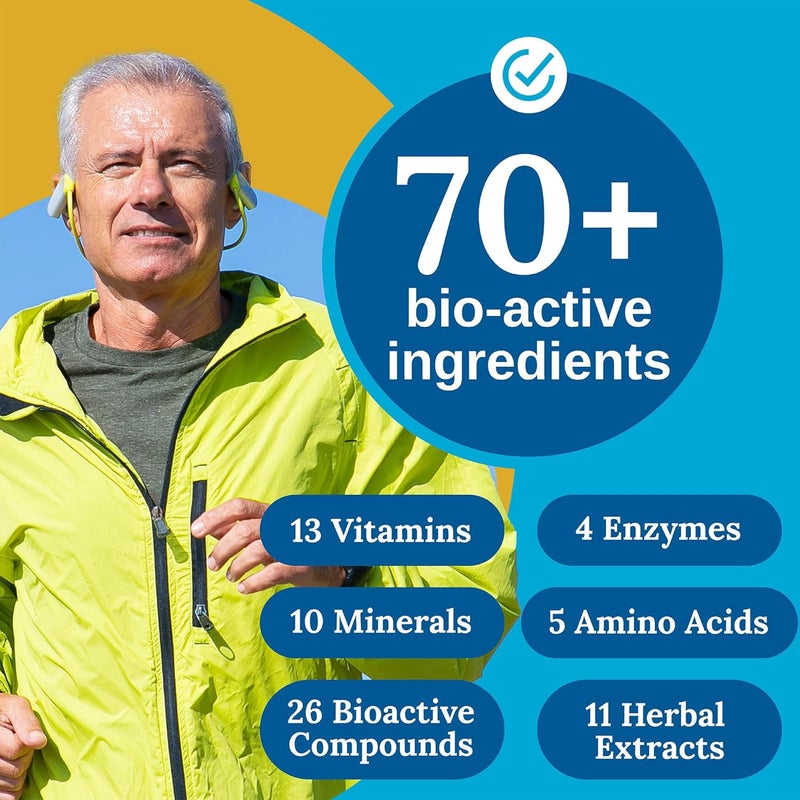 xtendlife فيتامينات متعددة للرجال من Xtendlife Total Balance 70 مغذيات لصحة المناعة والقلب والهضم والخلايا 30 يومًا - Image 2