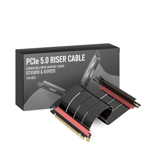LINKUP PCIE 5.0 Riser Cable | for Vertical GPU Mount | Right Angle | Graphics Card GPU Ready | Usable with PCIe 4.0 & RX9070/ RTX5090 | 20cm (Total Length: 24cm) - Image 1