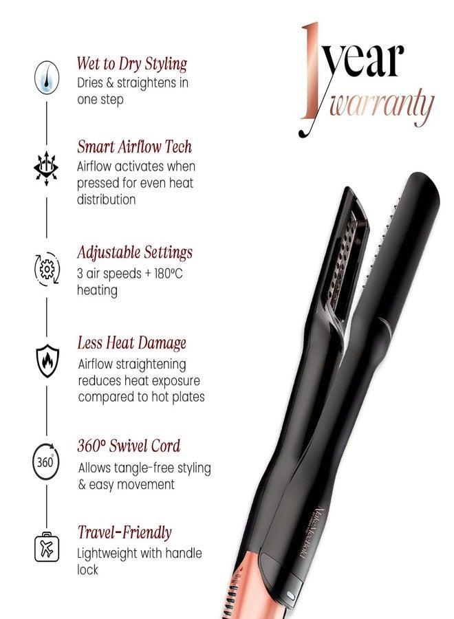 MakeMeeBold Make Mee Bold Wet to Straight Air Brush | 1200W Wet to Dry Hair Straightener with Smart Airflow | 1.4” Ceramic Plates & Teeth | 3 Air Speed Settings | Air Straightener for Hair, Gifts for woman - Image 4