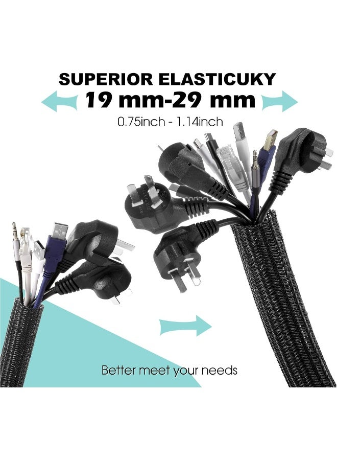 Topleo 2m Cord Protector Wire Loom Tubing Cable Sleeve Split Sleeving for USB Cable Power Cord Audio Video Cable – Protect Cat From Chewing - Black - Image 2