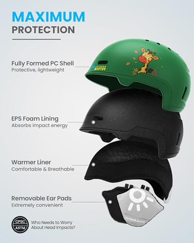 OutdoorMaster Kids Ski Helmet, Snowboard Helmet for Boys, Girls & Youth, Durable PC Shell, Protective EPS Foam & 12 Cooling Vents, Dial Fit Snow Helmet, Certified Snow Sport Helmet Snowboarding Helmet - Image 2
