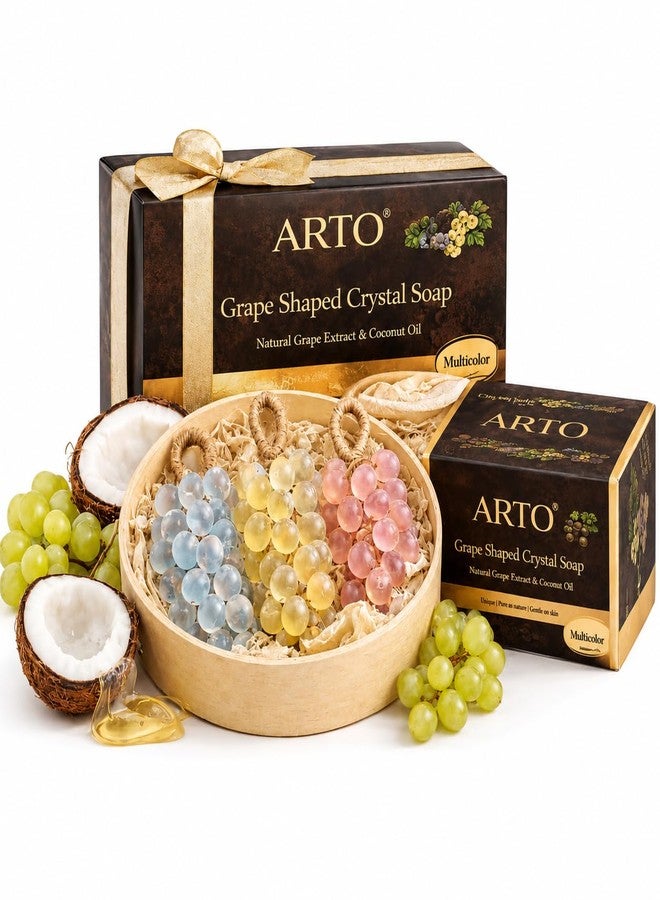 ARTO Grape Shaped Crystal Soap - Decorative Handmade Bathroom Soap Bar - Natural Grape Extract & Coconut Oil for Deep Cleansing & Moisturizing - Elegant Guest Soap & Home Decor Gift (Multicolor) - Image 1