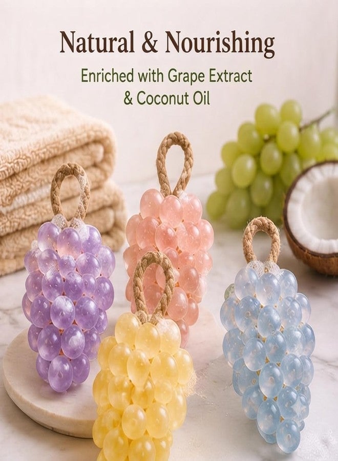 ARTO Grape Shaped Crystal Soap - Decorative Handmade Bathroom Soap Bar - Natural Grape Extract & Coconut Oil for Deep Cleansing & Moisturizing - Elegant Guest Soap & Home Decor Gift (Multicolor) - Image 4