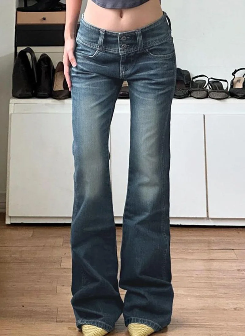 يونيكي Blue Casual Cotton Flared Jeans