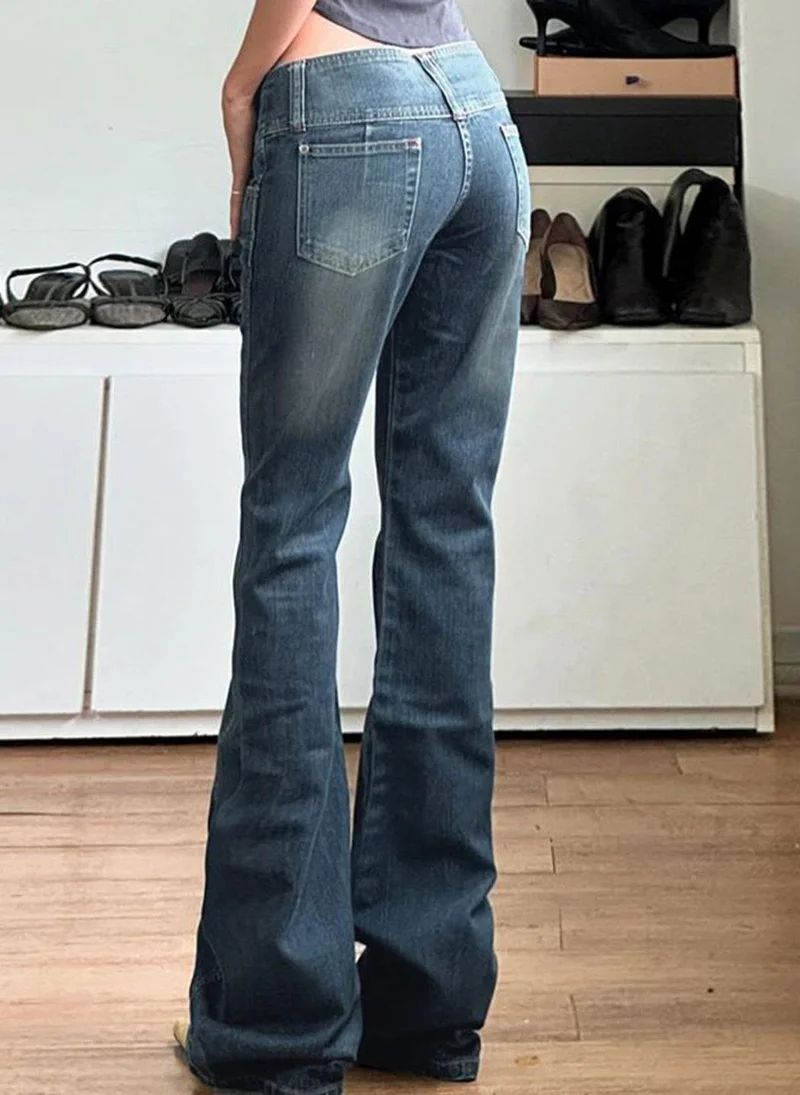 YUNIQEE Blue Casual Cotton Flared Jeans