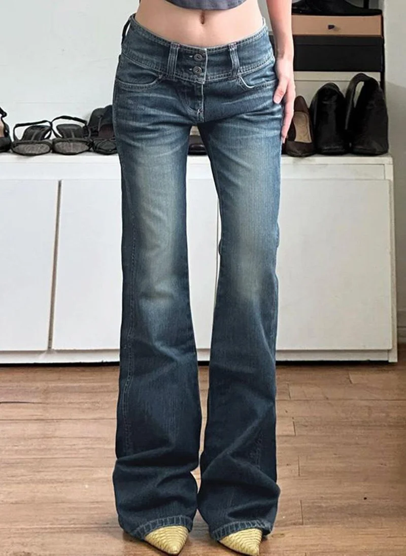 يونيكي Blue Casual Cotton Flared Jeans