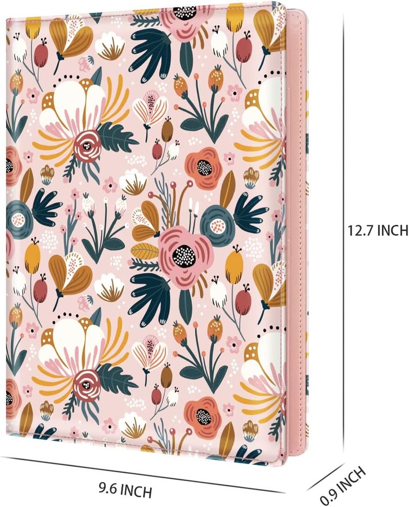 WAVEYU Portfolio Case for Women, Cute Floral Padfolio Cover for Girls, Conference/Resume/Legal Document Organizer with Letter/A4 Size Clipboard Hardboard, Business Card Holders, Pink Flower - Image 3