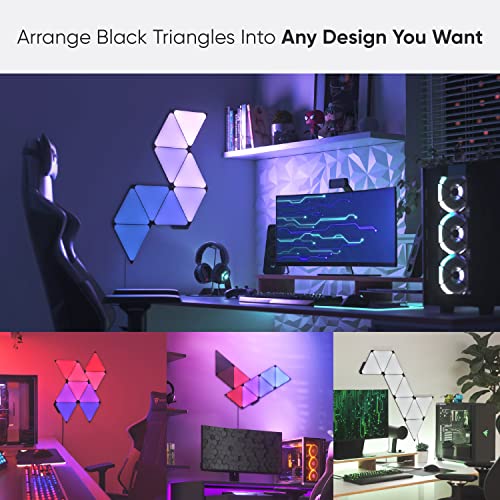 Nanoleaf Shapes Black Triangle LED Wall Lights, Smart RGBW Gaming Lights for Room & Modern Decor, 16M+ Colors with Music Sync, Works with Alexa & Google Assistant, DIY Wall Art (9-Pack Smarter Kit) - Image 2